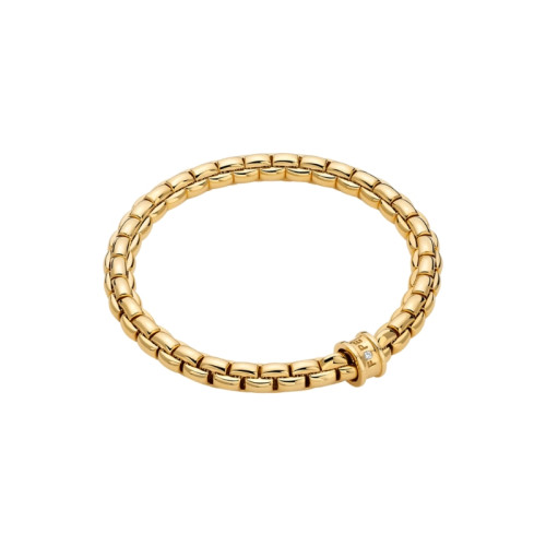 Fope 18Kt Yellow Gold Flex'It Bracelet With 0.02Ct White Diamond In Yg Rondel Size Small