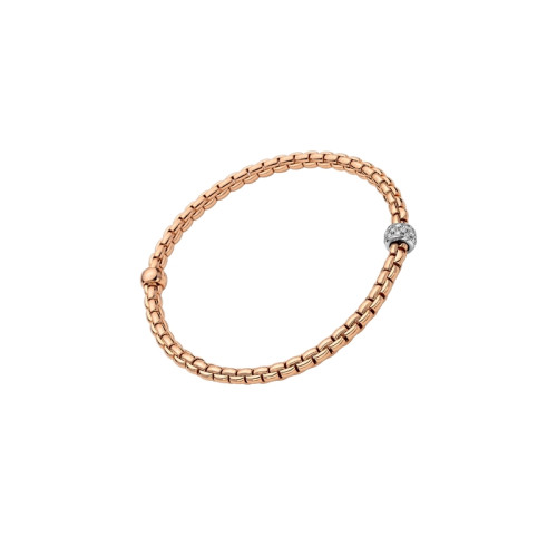 Fope 18K Rose/White Gold 0.19Ctw Eka Tiny Bracelet With Rondel Size Extra Small
