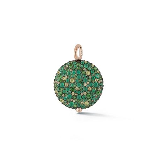 Walters Faith 18K Yellow Gold Green Emerald And Tsavorite Large Pebble Locket