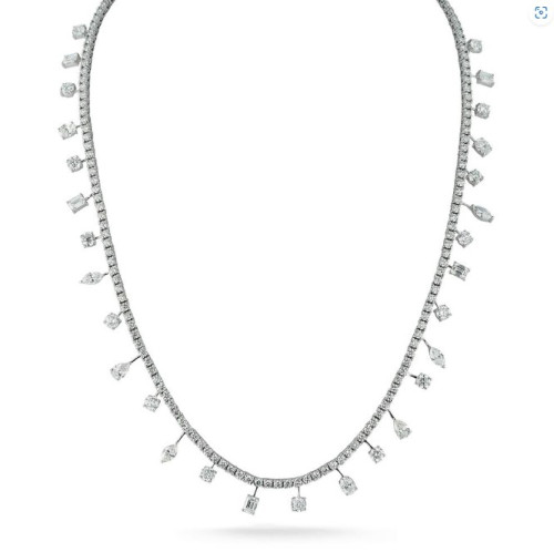 Korman Signature 18kt White Gold Multi Shape Diamond Tennis Necklace