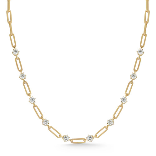 Jade Trau 18kt Yellow Gold Phoebe and Round Diamond Necklace