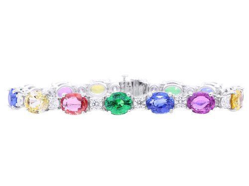 Oscar Heyman Platinum Multi Color Stone and Diamond Bracelet