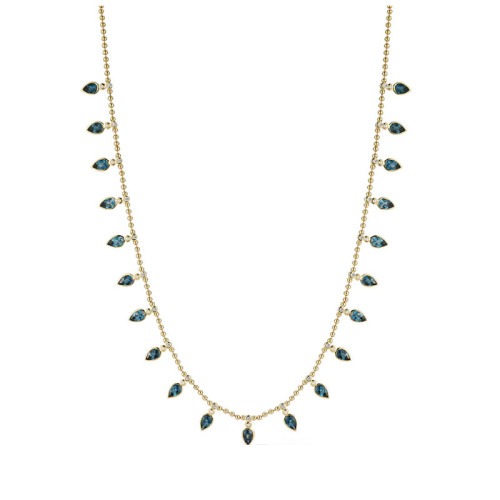 Storrow 18kt Yellow Gold Diamond and Blue Topaz Emma Necklace