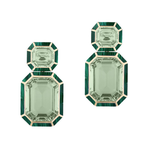 Goshwara 18kt Yellow Gold Melange Prasiolite Drop Earrings