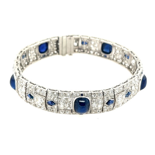 Korman Estate circa 1925 Platinum, Diamond and Sapphire Art Deco Bracelet