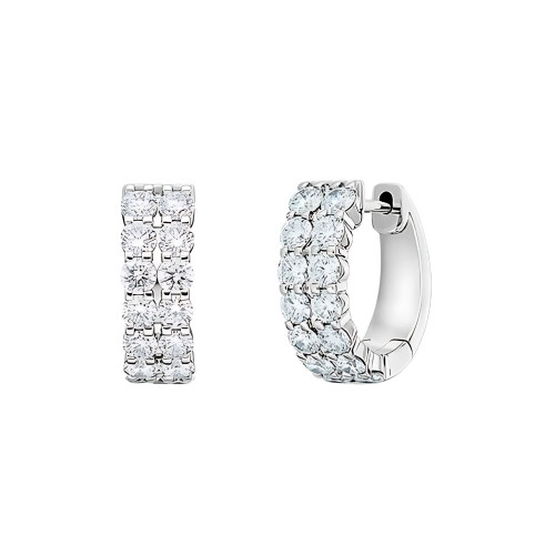 Korman Collection 18k White Gold Double Row Diamond Huggie Earrings