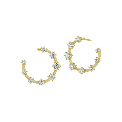 Jade Trau 18k Yellow Gold Large Diamond Kismet Hoop Earrings