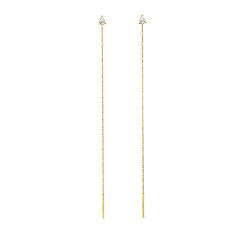 EF Collection 14k Pear Diamond Threader Earrings