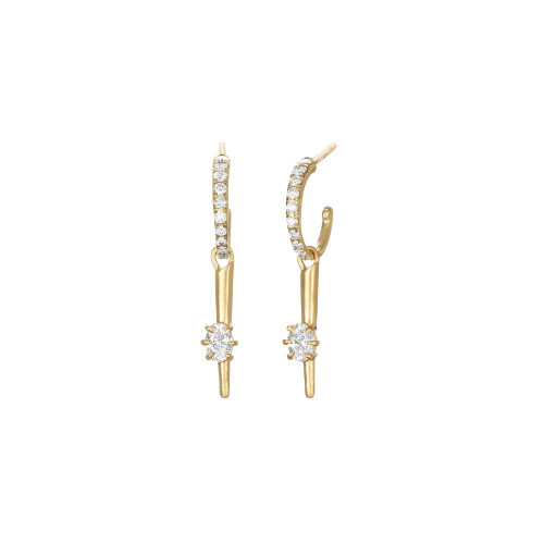 Jade Trau 18k Yellow Gold Pave Diamond Rae Huggie Drops