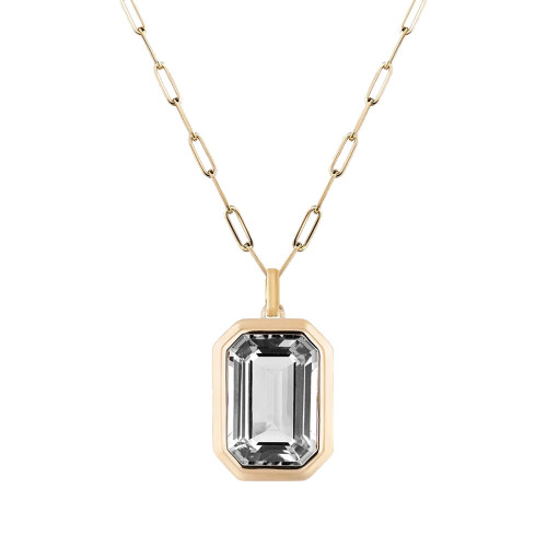 Goshwara 18kt Yellow Gold Rock Crystal Bezel Set Pendant Necklace