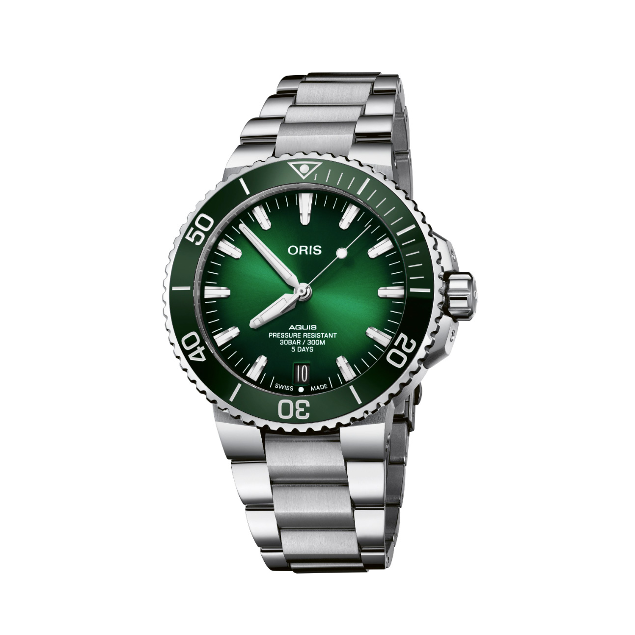 Oris Aquis Date Calibre 400 43.5mm Stainless Steel Green Dial On Bracelet