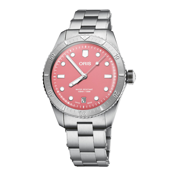 Oris Divers Sixty-five Automatic 38mm Pink Dial Stainless Steel Bracelet