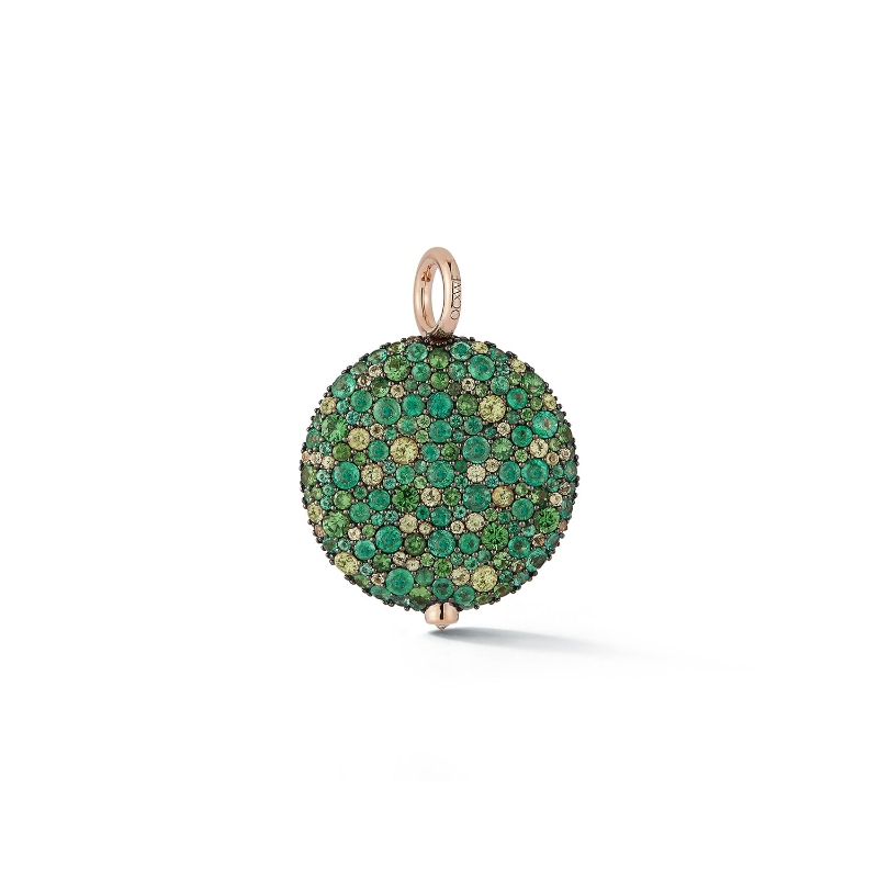 Walters Faith 18K Yellow Gold Green Emerald And Tsavorite Large Pebble Locket