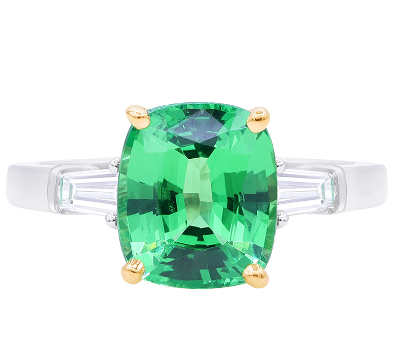 Oscar Heyman Platinum, Tsavorite and Diamond Ring