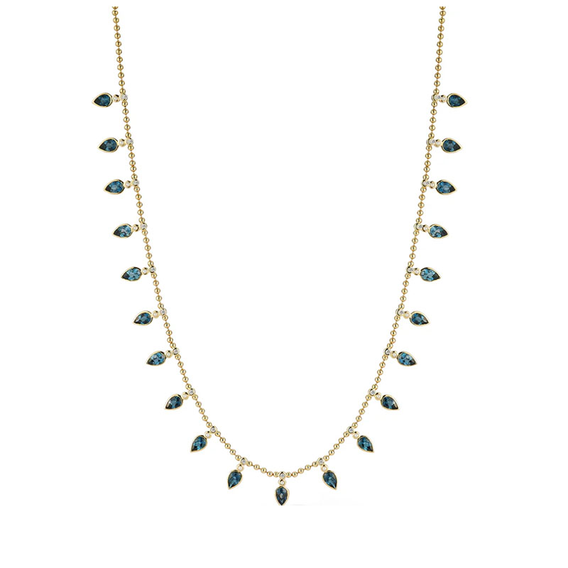 Storrow 18kt Yellow Gold Diamond and Blue Topaz Emma Necklace